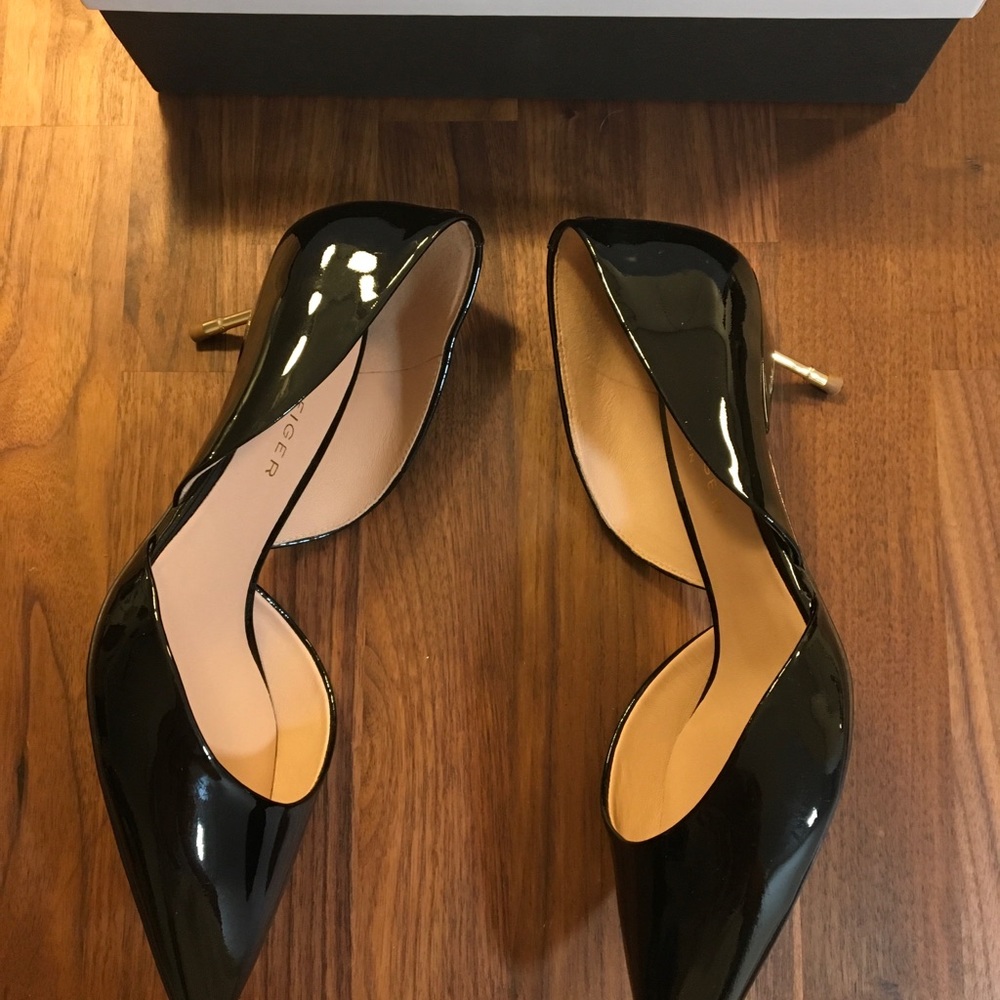 Kurt Geiger 9 cigarette kitten pointy toe patent leather